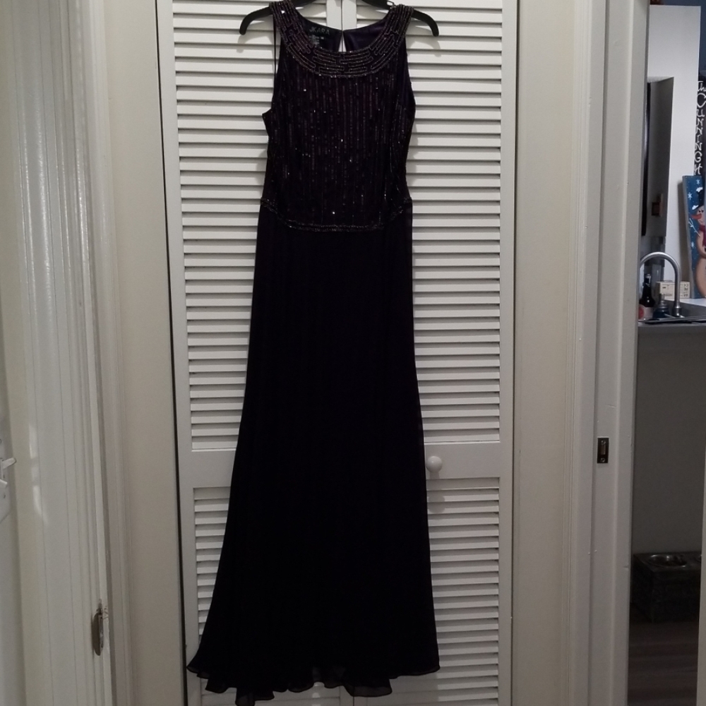 JKara Eggplant Purple Long Dress 14